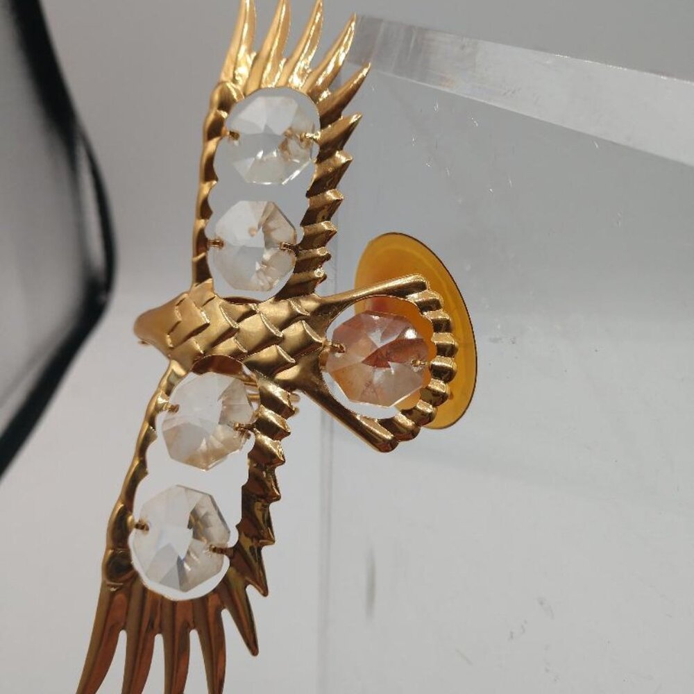 Eagle In Flight Figurine Crystal Gold - Mid Century Modern